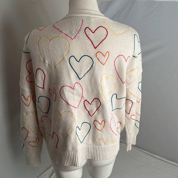 Kerry Rosenthal XOKR multicolor heart cardigan sweater - Picture 3 of 9